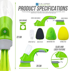 4 in 1 Grout and Tile Spray Cleaning Kit with specifications on a white background