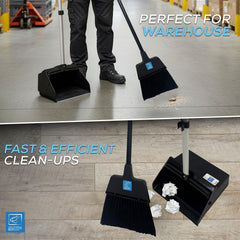 Heavy Duty Long Handled Dustpan and Brush Set - environmental image showing its perfect for a warehouse  