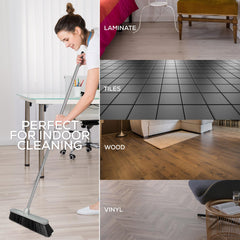 Silver Indoor Soft Sweeping Brush Head and Handle Kitchen Broom Floor Sweeper - The Dustpan and Brush Store