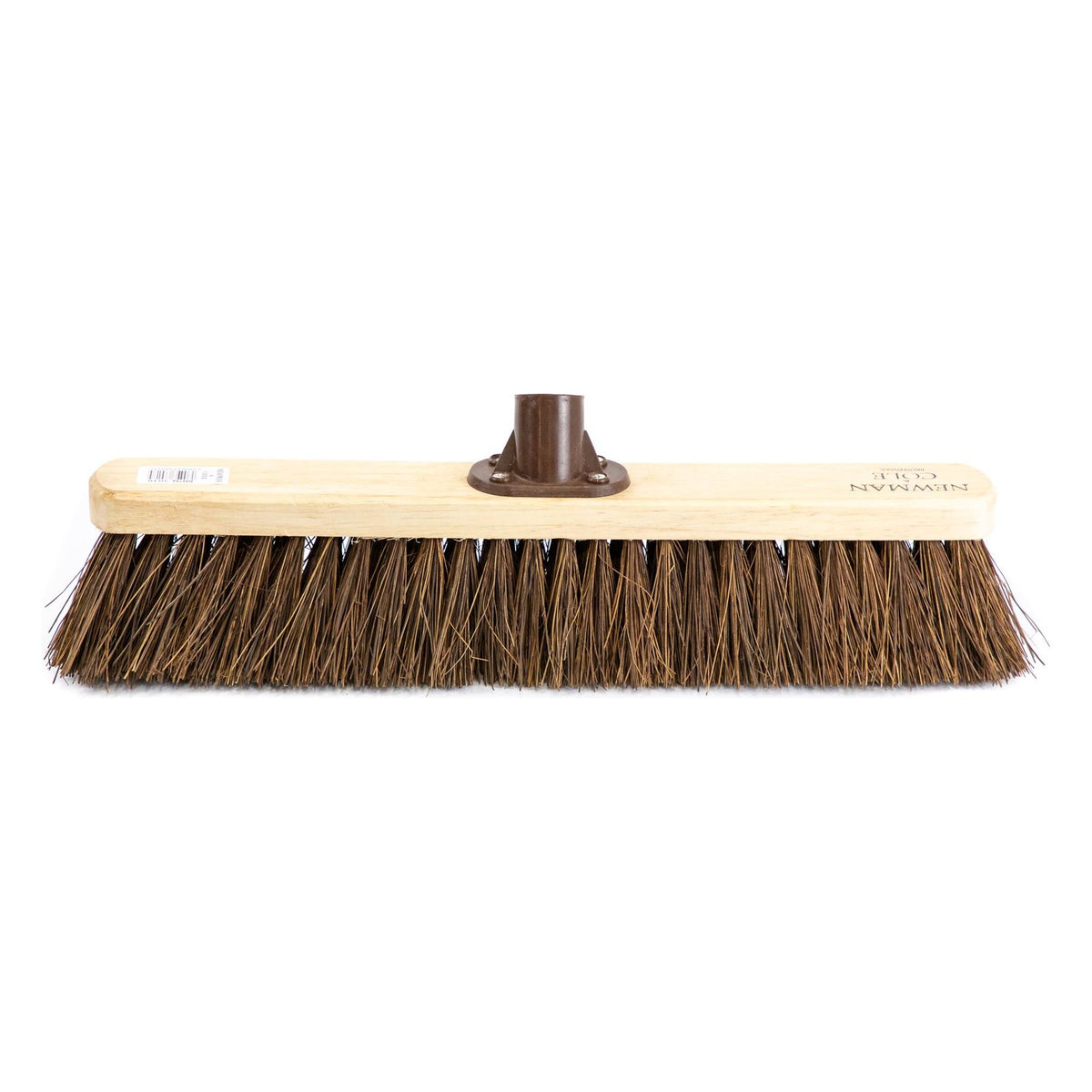 18" Newman and Cole Natural Stiff Bassine Broom Head with Plastic Bracket