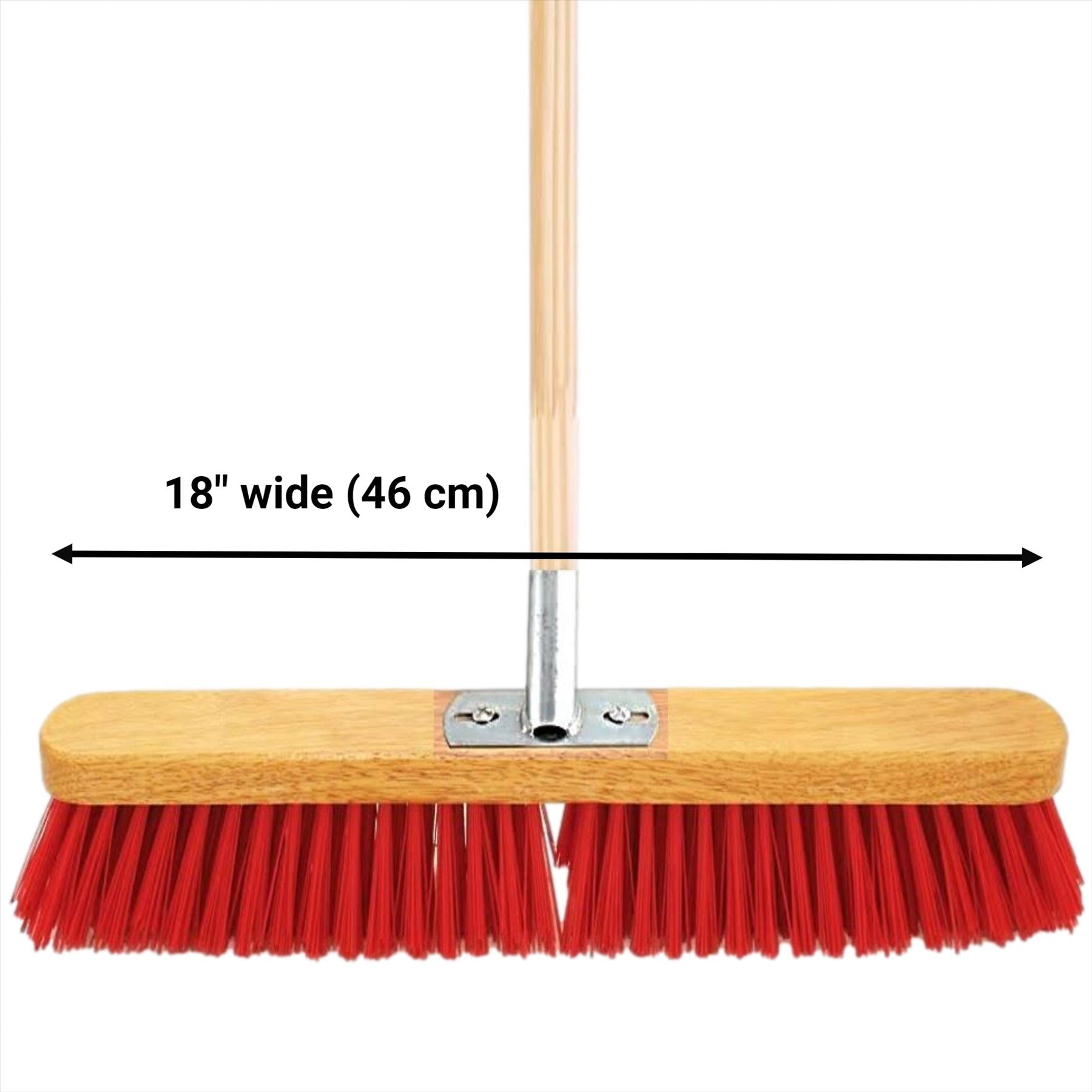 18" PVC Heavy Duty Yard Brush with Metal Bracket and Wooden Handle