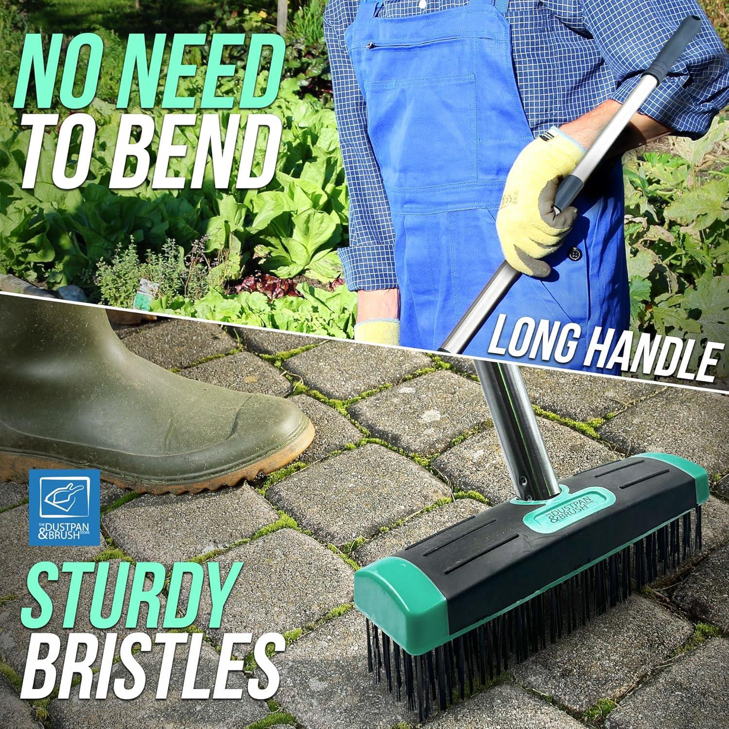 Wire Broom for Moss & Weed Removal | 4pc Long Handle Brush