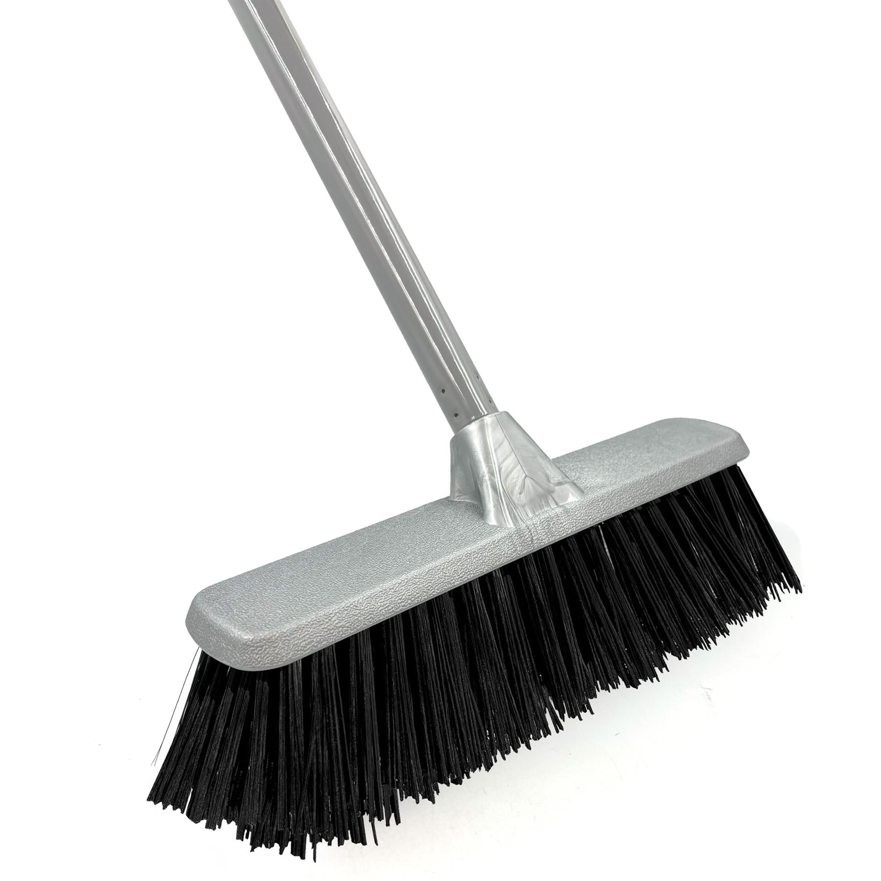 Silver Indoor Stiff Sweeping Brush Head and Handle Kitchen Broom Floor Sweeper - The Dustpan and Brush Store