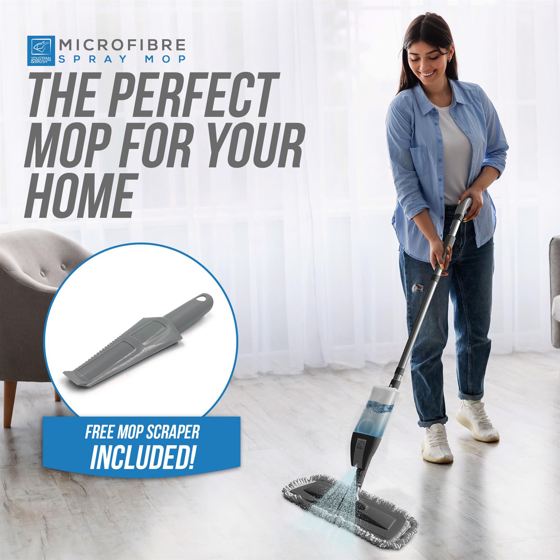 Spray Mop With 3 Removable Washable Microfibre Mop Heads