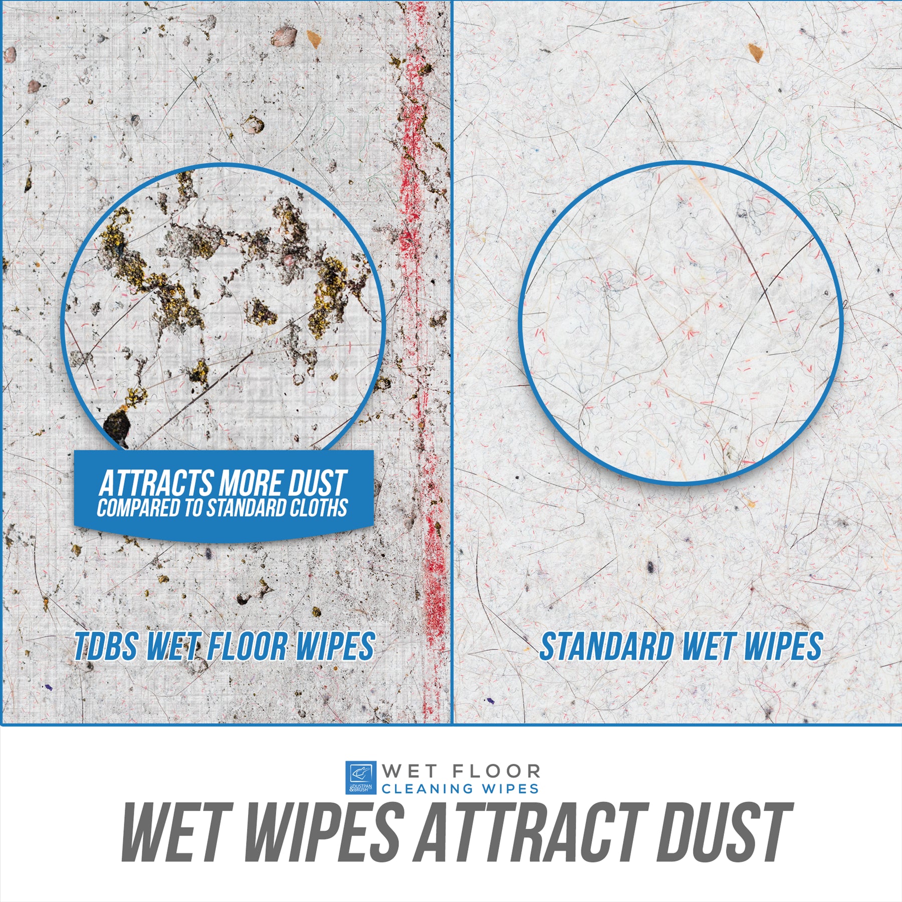 60 Wet Floor Cleaning Wipes - 3 Packs of 20