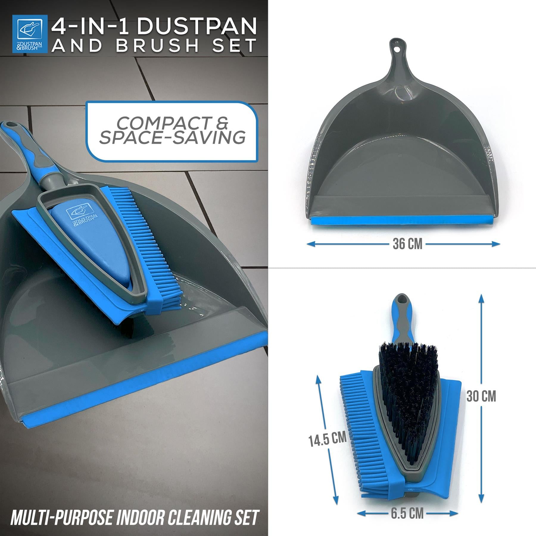 4 in 1 Rubber Dustpan and Brush Set