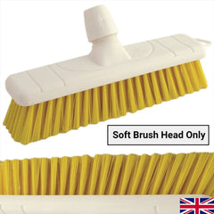 Yellow 12" 300mm Soft Colour Coded Food Hygiene Brush Sweeping Broom Head Only