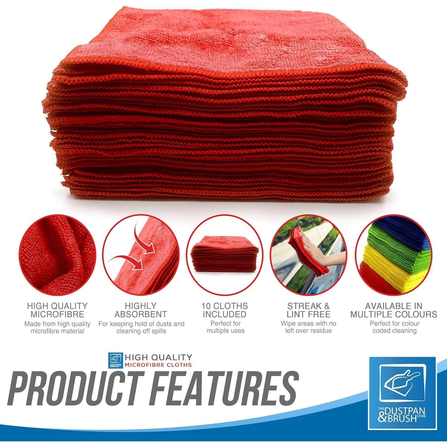 Red Microfibre Cloths - Pack of 10