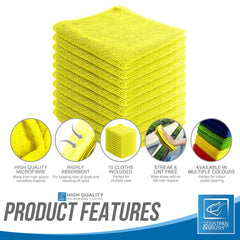 Yellow Microfibre Cleaning Cloths Pack of 10 | 40cm x 40cm