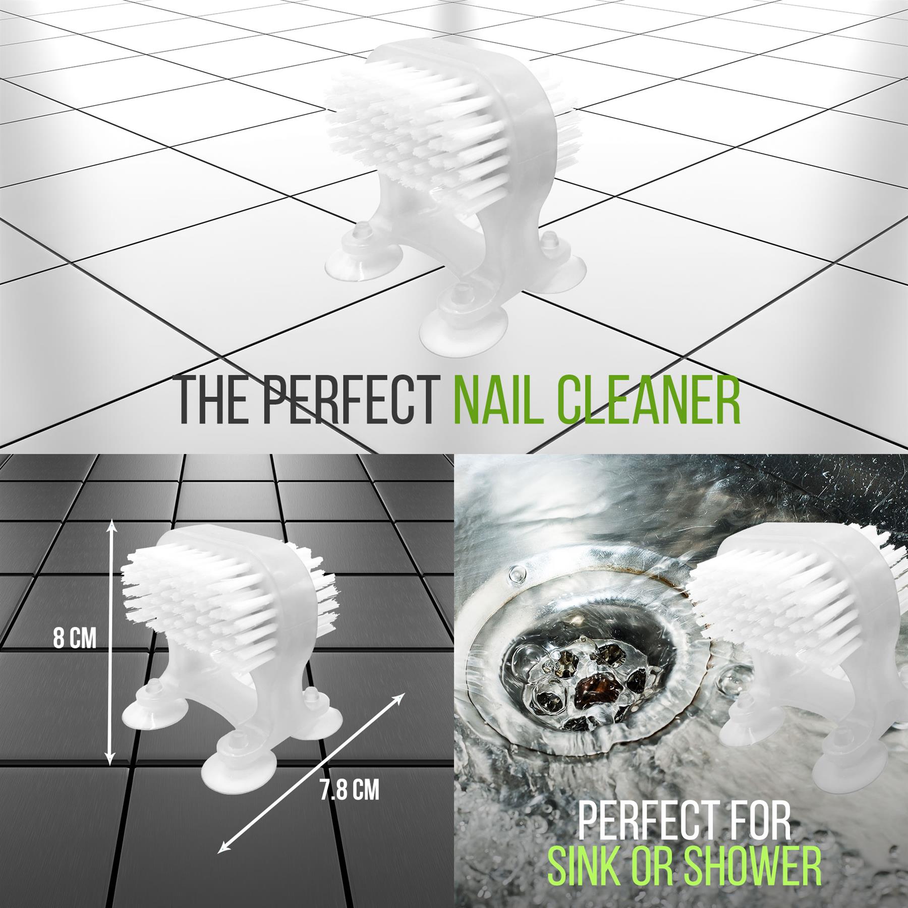 Dual Suction Cup Nail Brush | Hands-Free Stick On Nail Cleaner