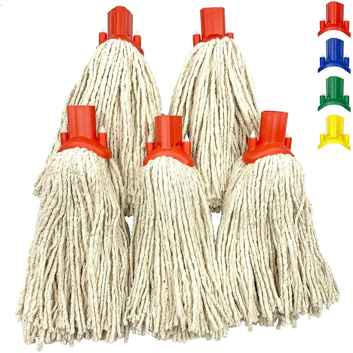 Colour Coded Red Cotton Mop Head 12PY - Pack of 5