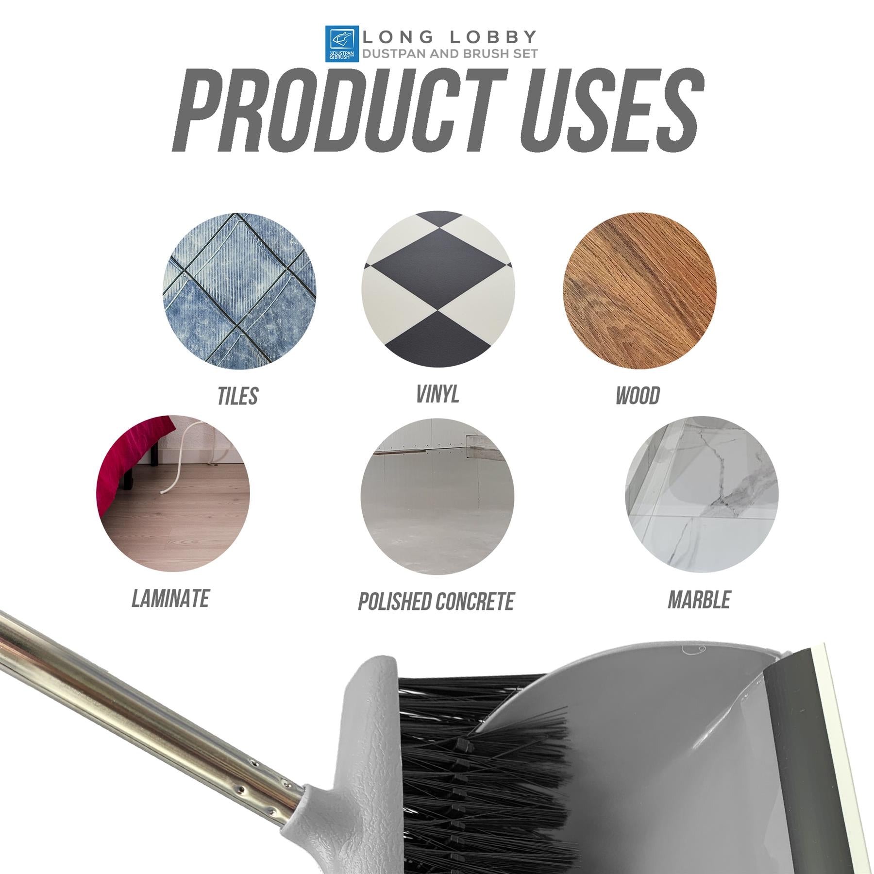 Long Handled Dustpan and Brush Set with Multi-Section Handle - The Dustpan and Brush Store