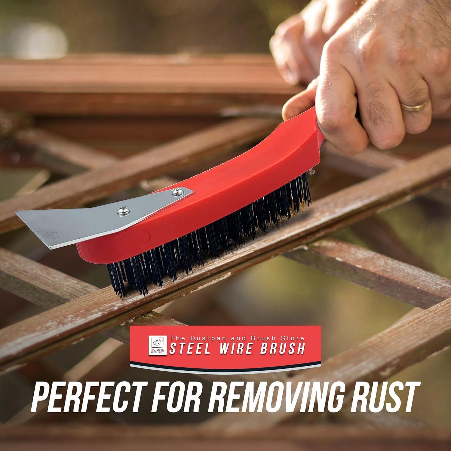 Heavy Duty Wire Brush with Scraper | Single, 3 & 12 Pack Options - The Dustpan and Brush Store