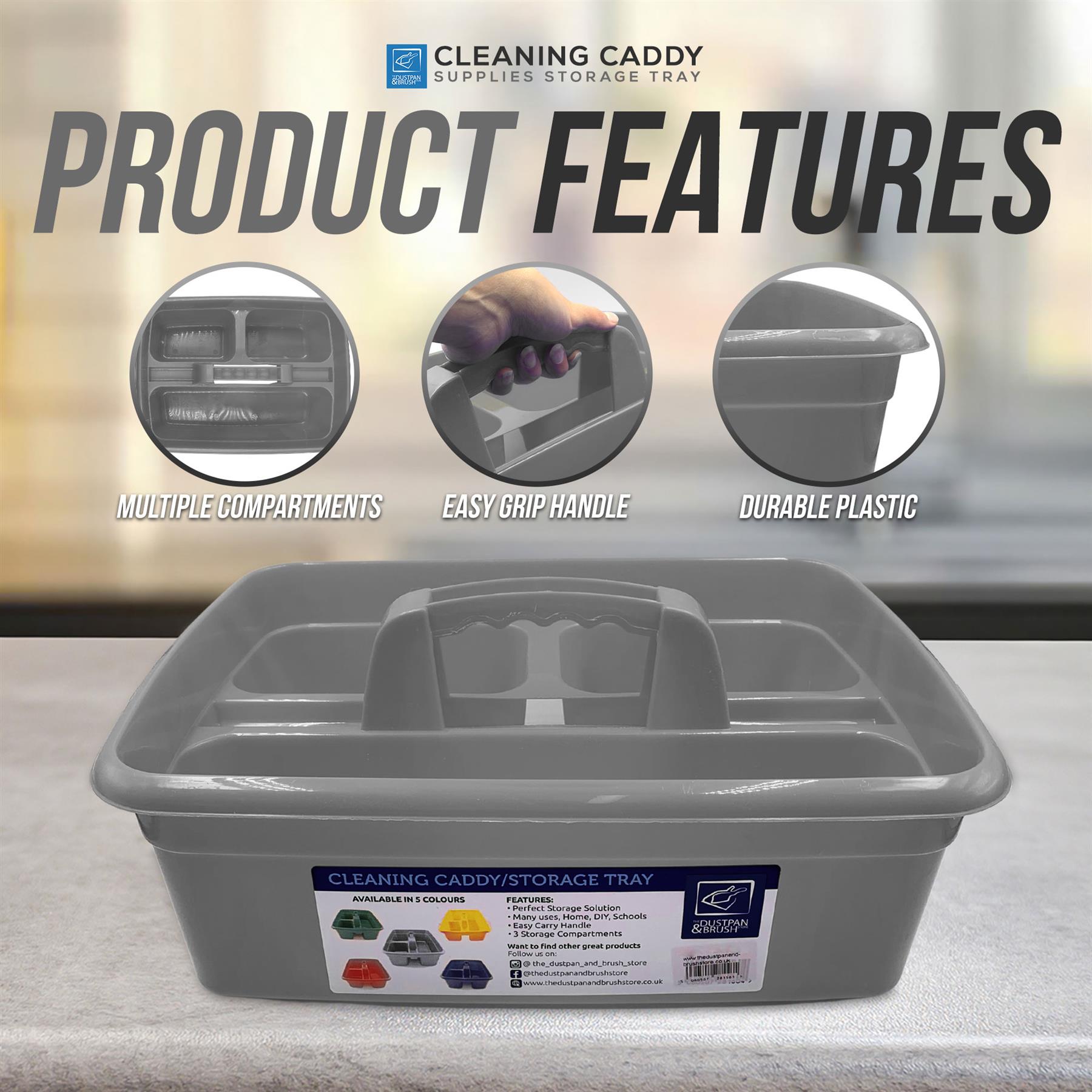 Silver Cleaning Caddy Storage Tray with Carry Handle