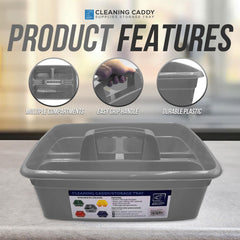 Silver Cleaning Caddy Storage Tray with Carry Handle