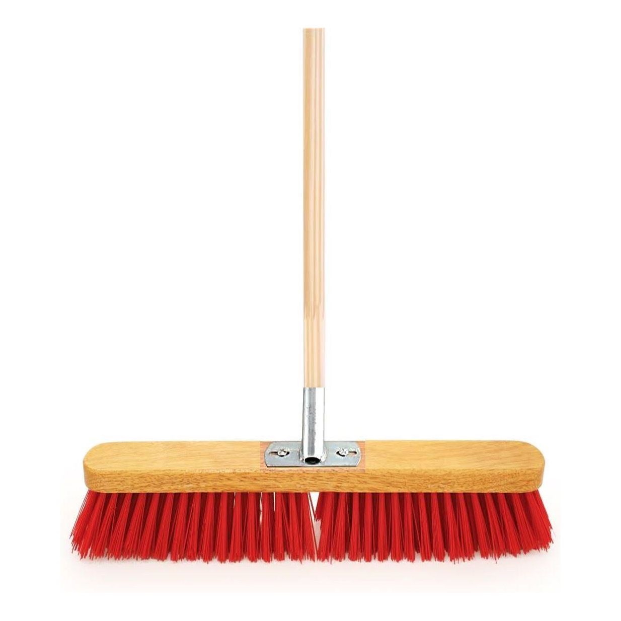 18" PVC Heavy Duty Yard Brush with Metal Bracket and Wooden Handle