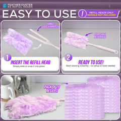 Lilac Fluffy Duster Refills Pack of 20 | Microfibre Heads