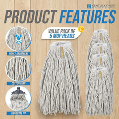 Kentucky Mop Head - Pack of 5 - The Dustpan and Brush Store