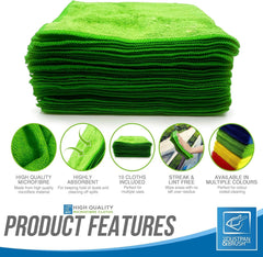 Green Microfibre Cloths - Pack of 10