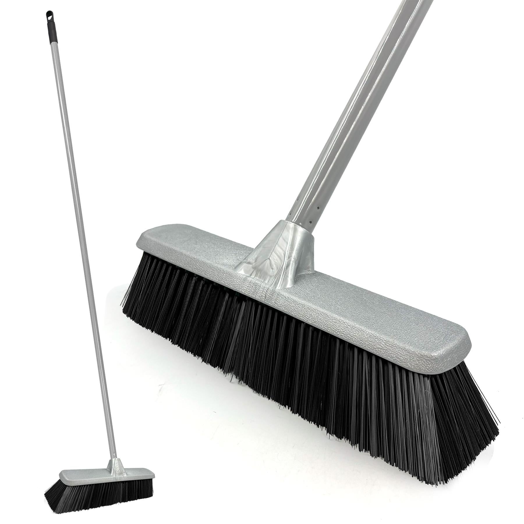 Silver Indoor Soft Sweeping Brush Head and Handle Kitchen Broom Floor Sweeper - The Dustpan and Brush Store