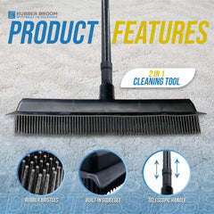 Rubber Broom with Extending Handle | Pet Hair Remover Brush - The Dustpan and Brush Store