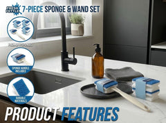 Fresh Fettle Scrub & Scrape Sponge with Scraper | 7 Pack