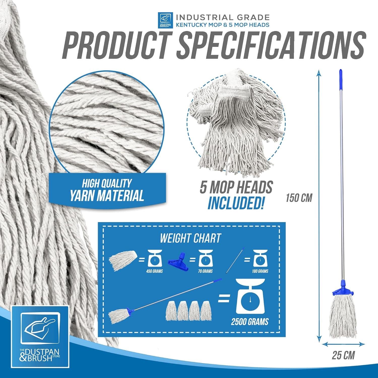 TDBS Blue Kentucky Mop Set - 5 Heads
