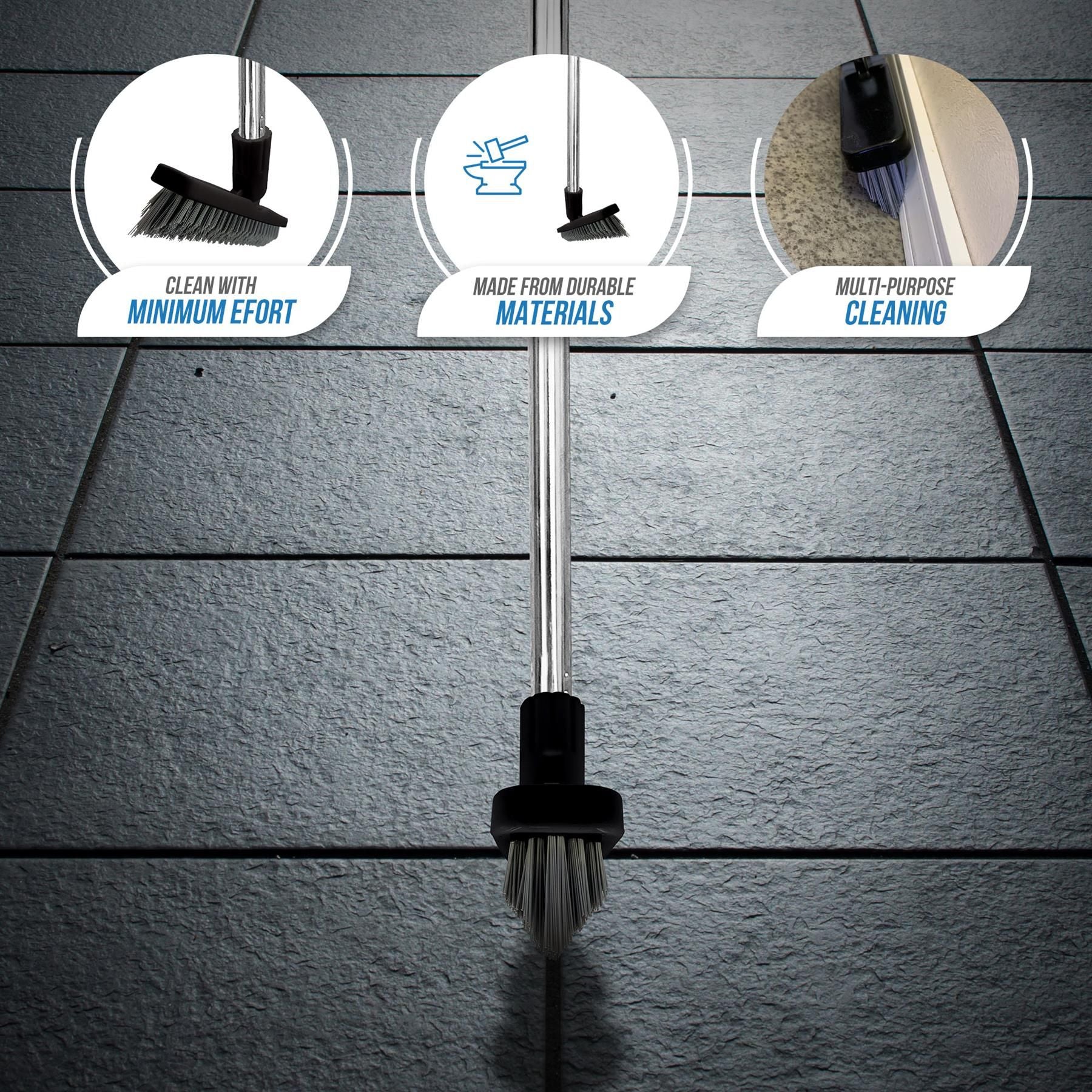 Angled Grout Floor Scrubbing Brush and Stainless Steel Handle