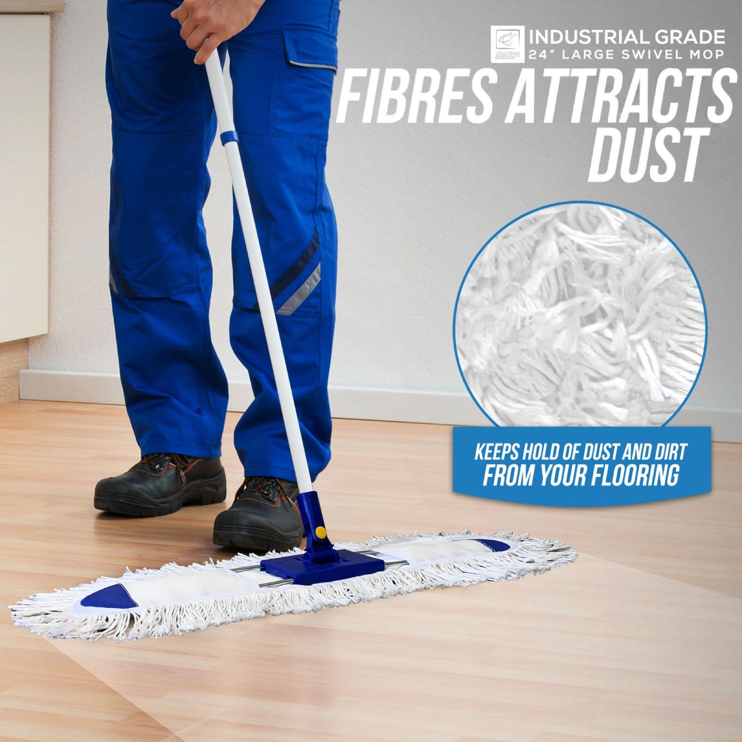 24" Flat Dust Mop with 130cm Telescopic Handle