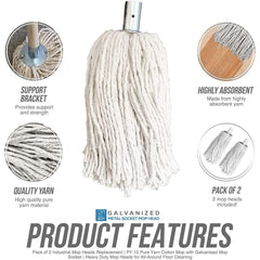 Cotton Mop with Galvanised Socket Fitting - 10 PY - Pack of 2