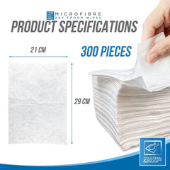300 Dry Floor Mop Refill Cloths - 6 Packs of 50