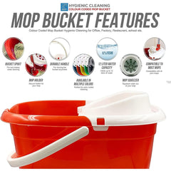 12L Red Plastic Mop Bucket and Wringer