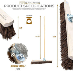 36" Newman & Cole Stiff Bassine Broom with Metal Bracket & Handle - The Dustpan and Brush Store