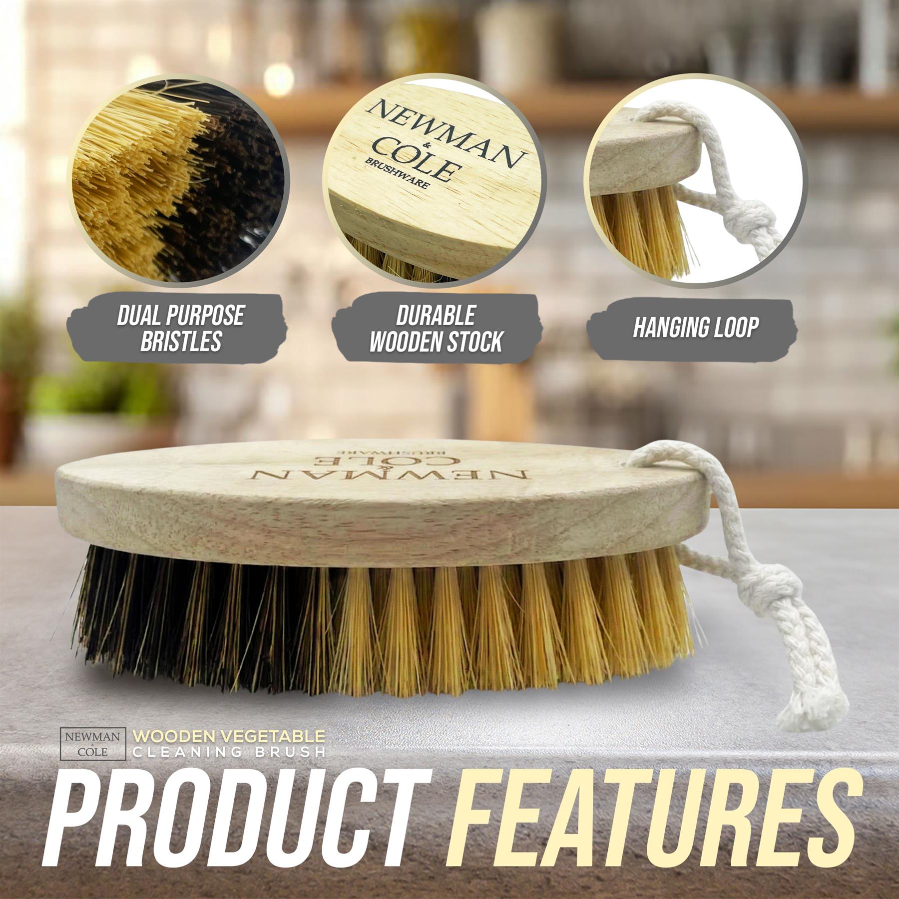 Newman and Cole Vegetable Cleaning Brush | Dual Bristles