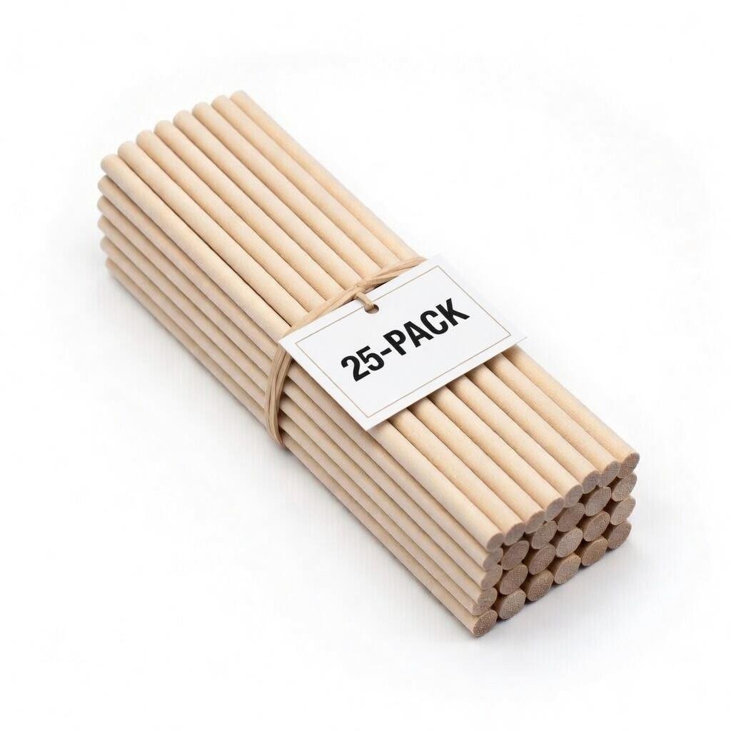 25 Pack 1 1/8" (28-29mm) Value Broom Handles  4ft (120cm)