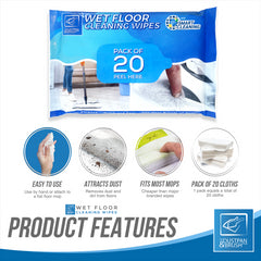 20 Wet Floor Cleaning Wipes - 1 Pack