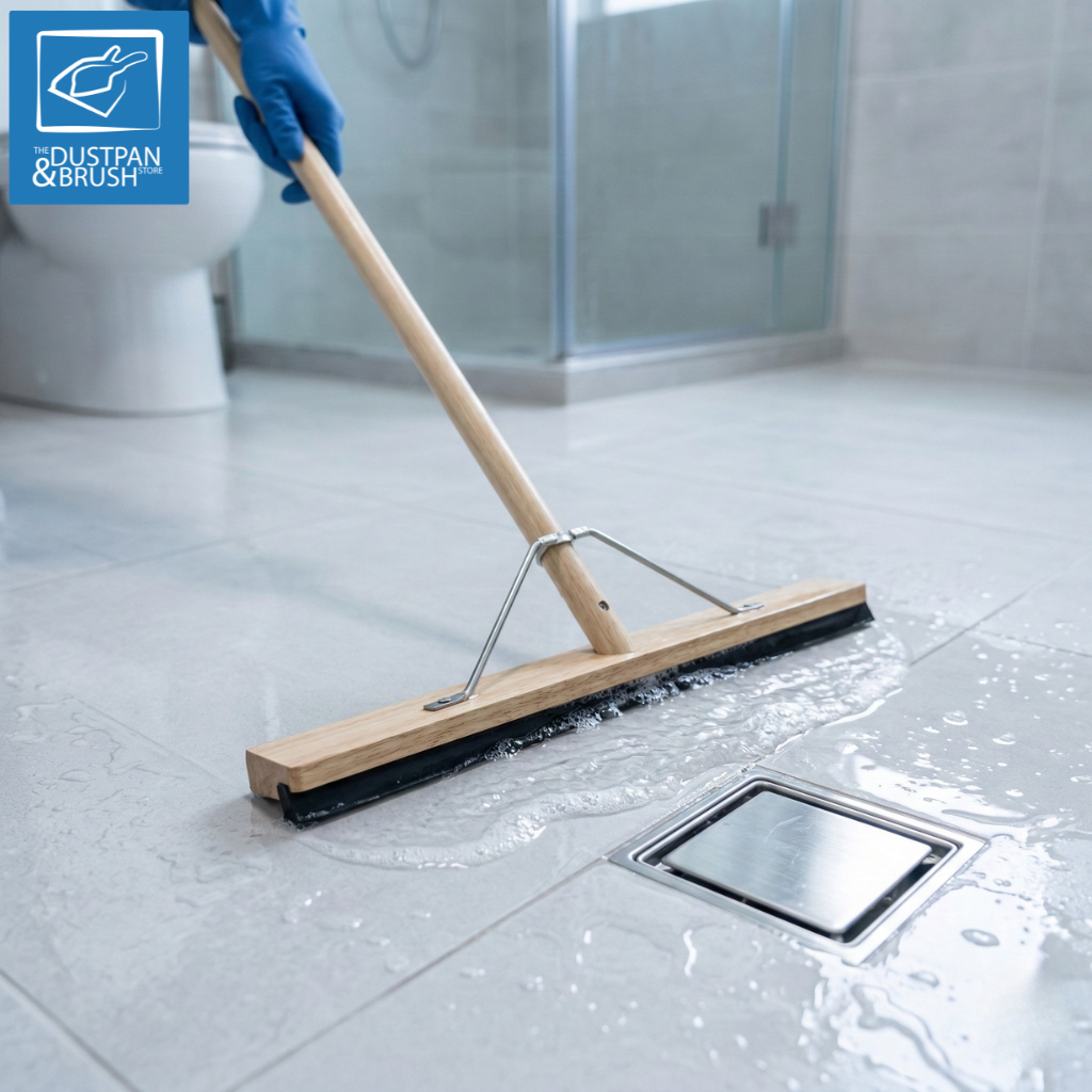 24" Heavy Duty Floor Squeegee with Wooden Handle | Rubber Blade - The Dustpan and Brush Store