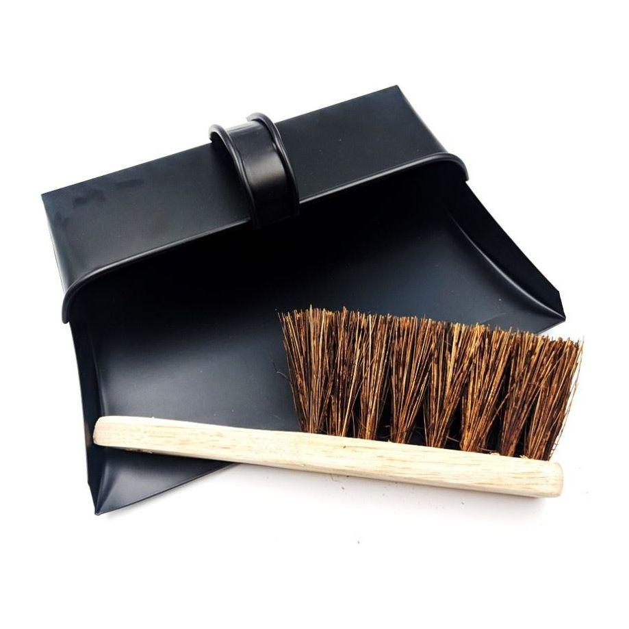 Metal Dustpan and Brush Traditional Strong Metal Hooded Dust Pan and Stiff Hand Brush