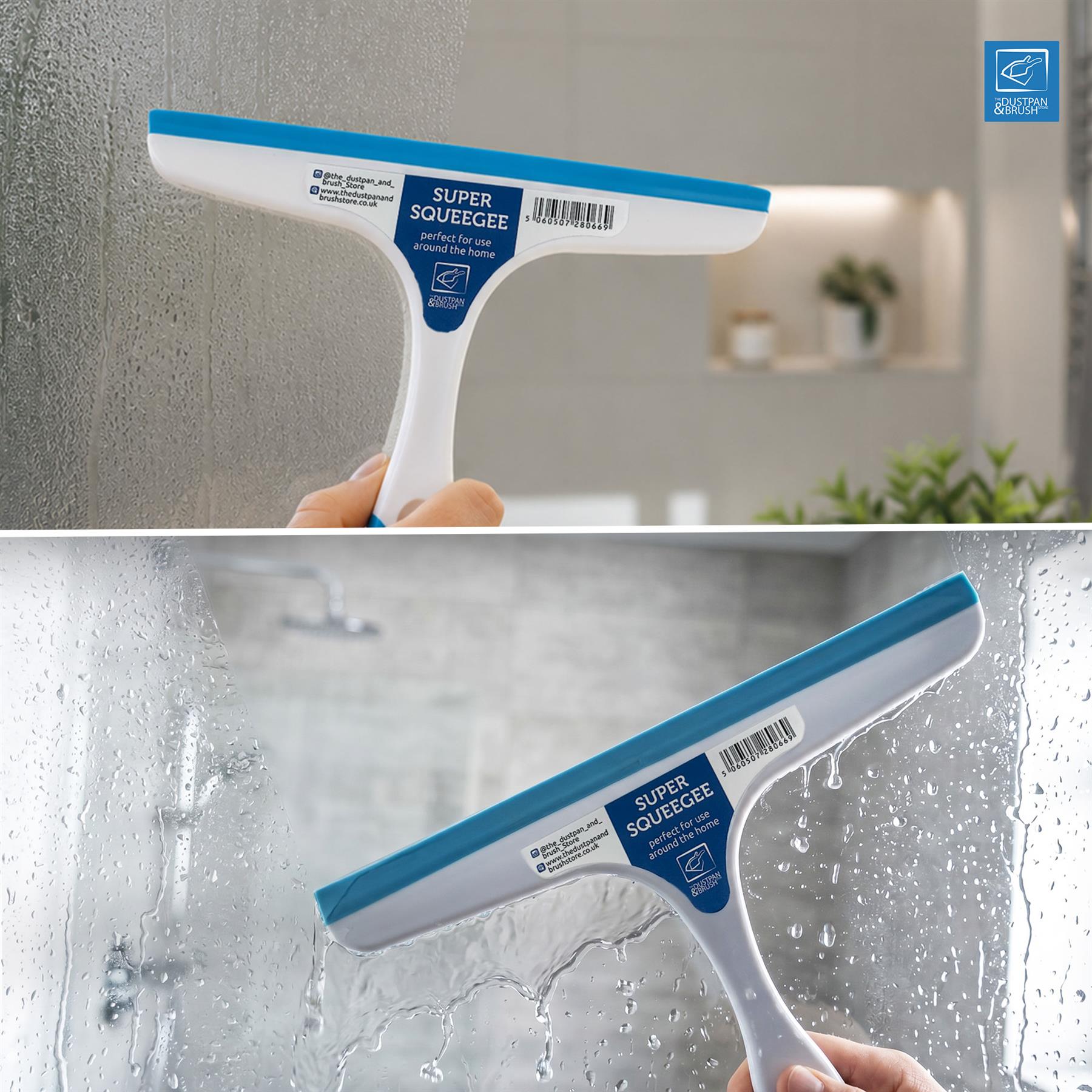 Window & Shower Squeegee Pack of 2 – Blue & White - The Dustpan and Brush Store