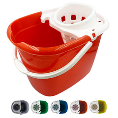 12L Red bucket with white handle and rim on a white background