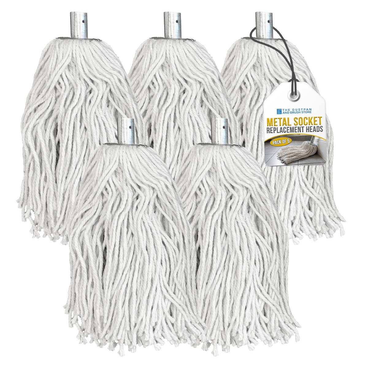 Cotton Mop with Galvanised Socket Fitting - 16 PY - Pack of 5