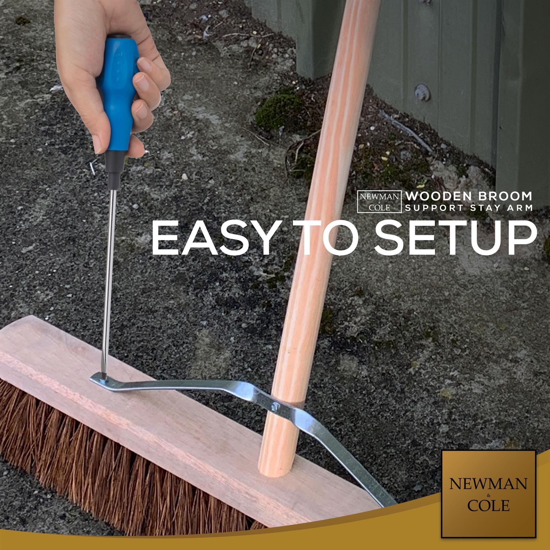 Metal Broom Support Stay Bracket Arm for Platform Brooms – 35cm - The Dustpan and Brush Store