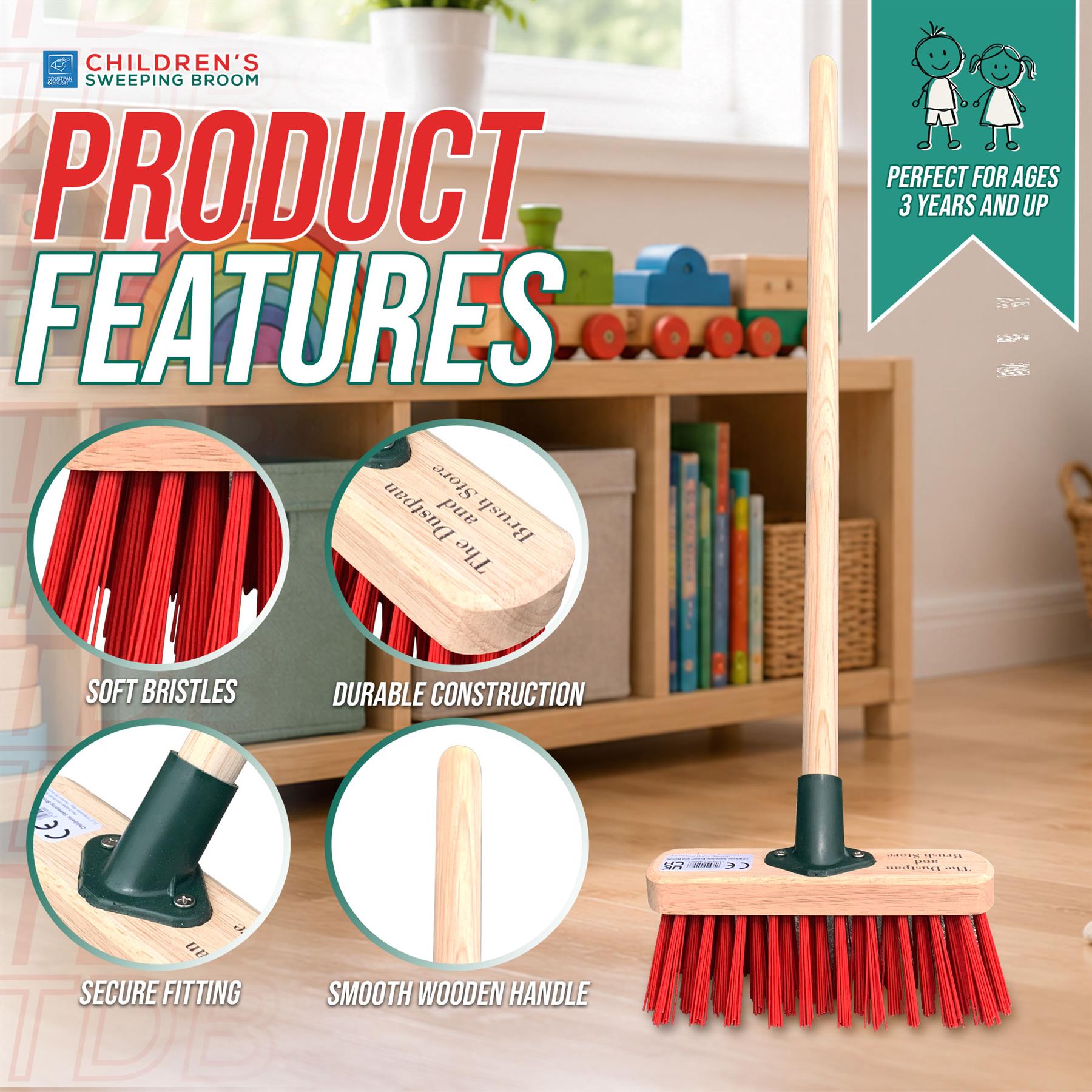 Traditional Wooden Children’s Sweeping Brush - The Dustpan and Brush Store