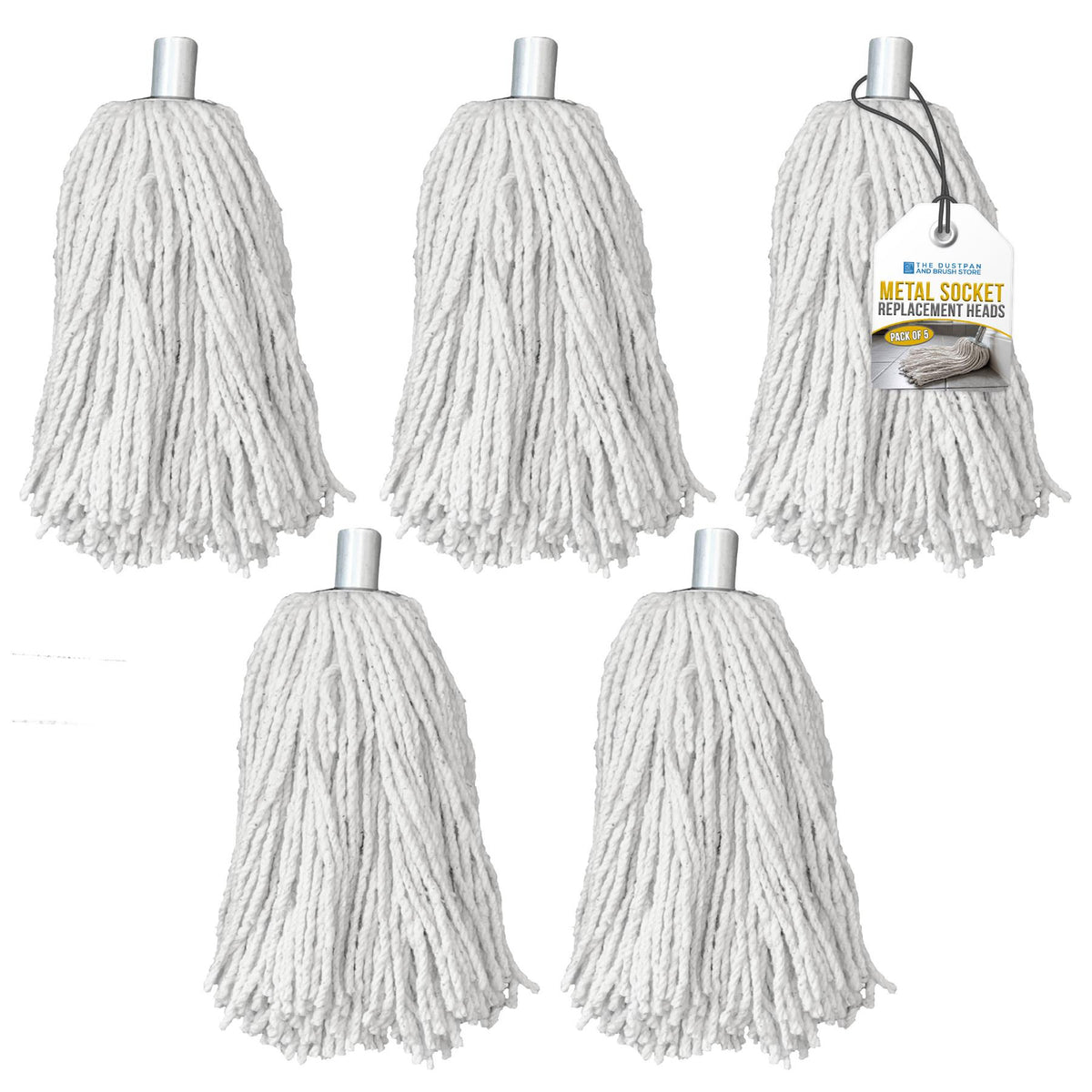 Cotton Mop with Galvanised Socket Fitting - 14 PY - Pack of 5