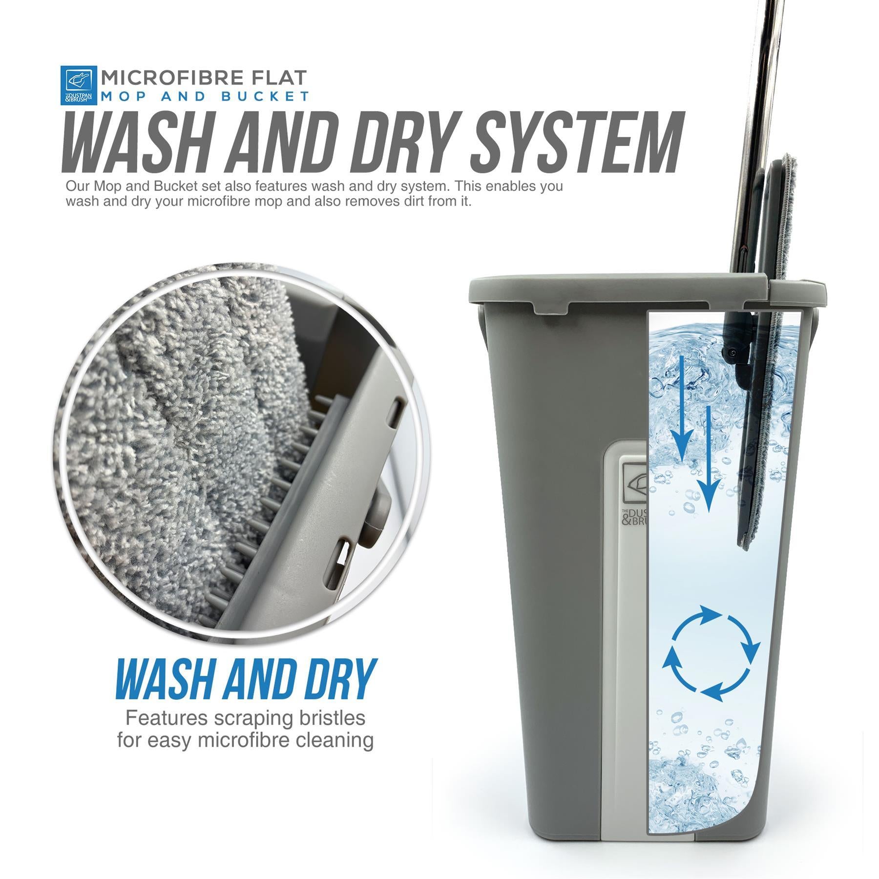 Magic Wash & Dry Flat Mop and Bucket Set – Compact Floor Cleaning - The Dustpan and Brush Store
