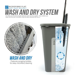 Magic Wash & Dry Flat Mop and Bucket Set – Compact Floor Cleaning - The Dustpan and Brush Store