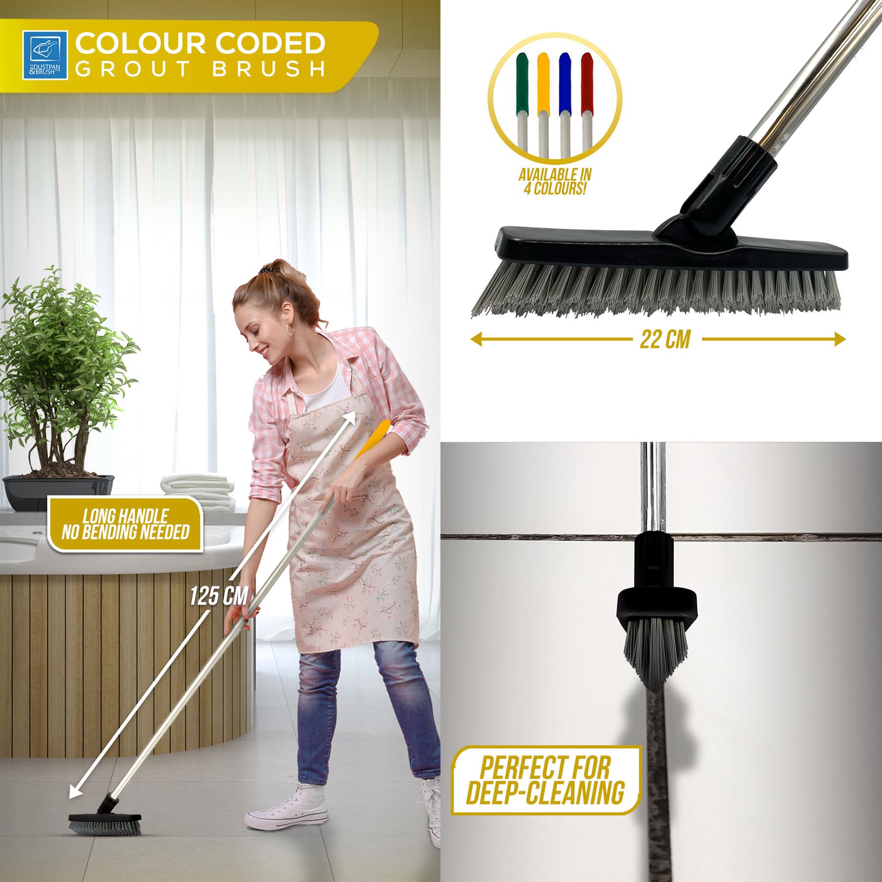 Colour Coded Yellow Handle and Angled Grout Brush Head