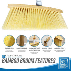 Bamboo Home Set - Broom, Mop, Scrubbing Brush & Dustpan