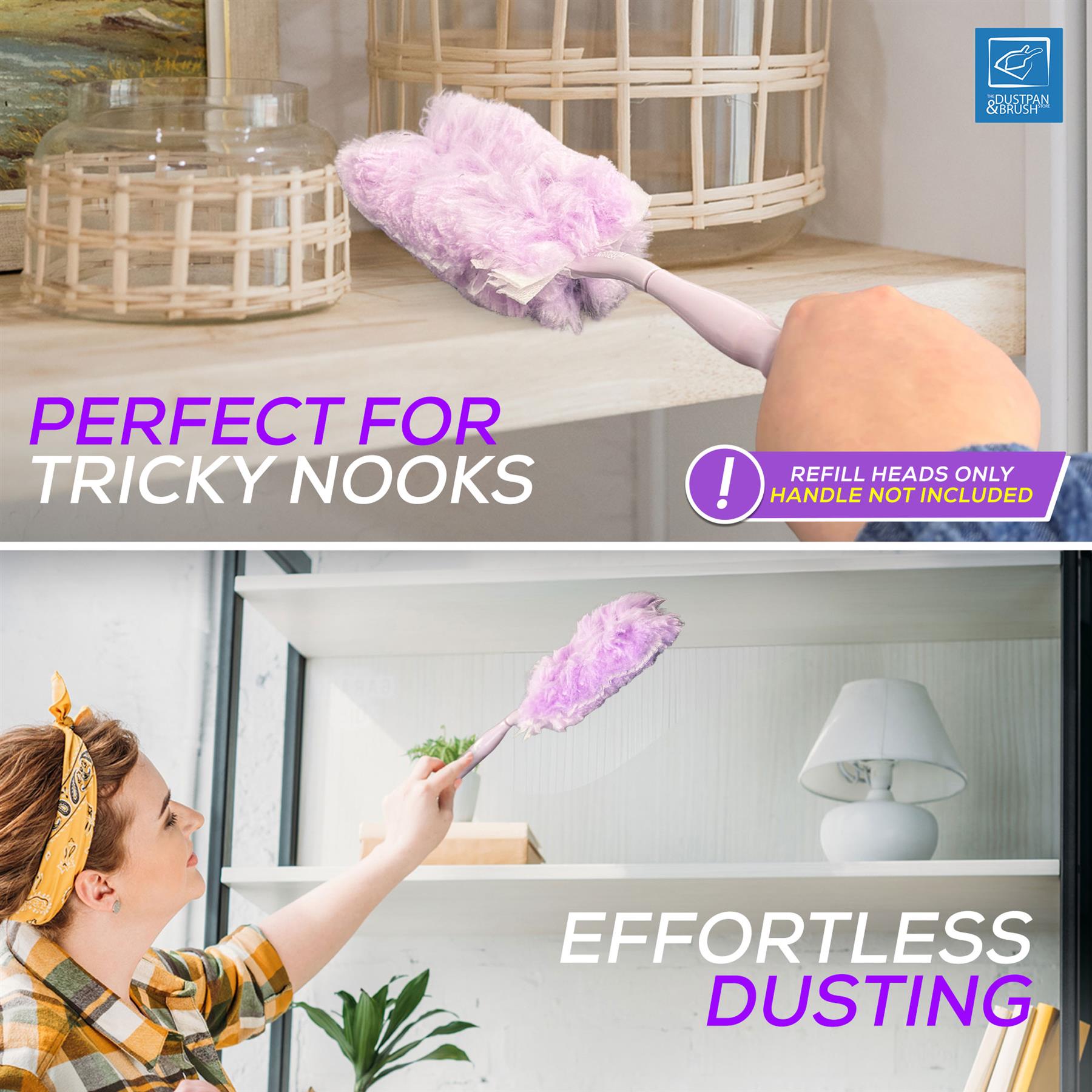 Lilac Fluffy Duster Refills Pack of 20 | Microfibre Heads