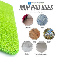 Pack of 3 Microfibre Floor Mop Replacement Pads